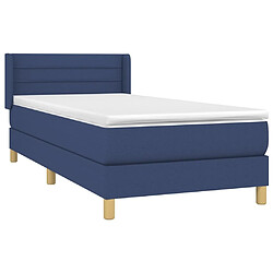 Avis Maison Chic Structures de lit + matelas,Lit à sommier tapissier avec matelas Bleu 90x190 cm Tissu -MN26720