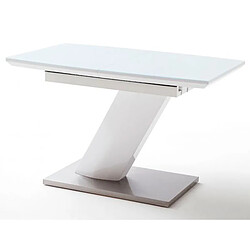 Pegane Table extensible design coloris blanc brillant - L.120-160 x H.76 x P.80 cm