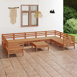 Maison Chic Salon de jardin 10 pcs - Table et chaises d'extérieur - Mobilier/Meubles de jardin Moderne Marron miel Bois de pin massif -MN30771