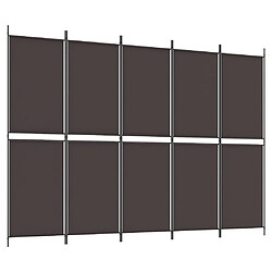 vidaXL Cloison de séparation 5 panneaux Marron 250x180 cm Tissu