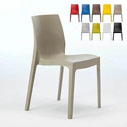 22 Chaises Rome Grand Soleil en polypropylène empilables pour bar et café, Couleur: Beige