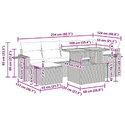 Acheter vidaXL Salon de jardin avec coussins 7 pcs beige résine tressée