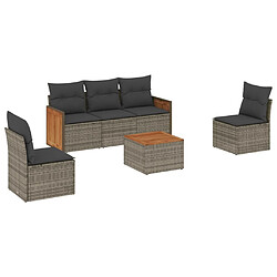 Maison Chic Salon de jardin 6 pcs avec coussins | Ensemble de Table et chaises | Mobilier d'Extérieur gris résine tressée -GKD13533