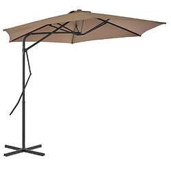 Helloshop26 Parasol mobilier de jardin d'extérieur avec poteau en acier 300 cm taupe 02_0008276