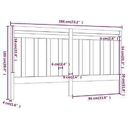 Acheter vidaXL Tête de lit Gris 186x4x100 cm Bois massif de pin