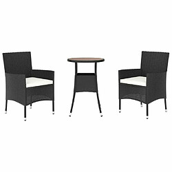 Avis Maison Chic Ensemble de bistro 3 pcs coussins,Table + chaises + coussins de jardin noir poly rotin -GKD928943