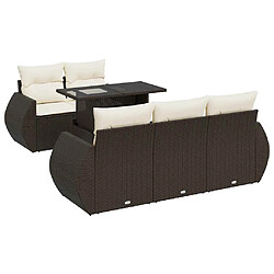 vidaXL Salon de jardin avec coussins 6 pcs marron résine tressée