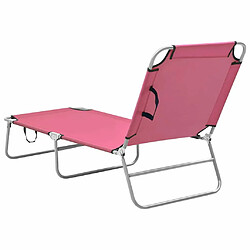 Acheter Maison Chic Chaise longue pliable de jardin | Bain de soleil Relax | Transat acier et tissu rose -GKD72765