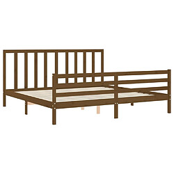 Maison Chic Lit adulte - Cadre Structure de lit avec tête de lit Contemporain marron miel 200x200cm bois massif -MN90547 pas cher