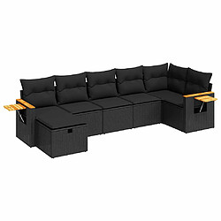 vidaXL Salon de jardin 7 pcs avec coussins noir résine tressée