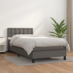 Maison Chic Lit Adulte - Lit simple Lit à sommier tapissier avec matelas moelleux - Meuble de Chambre - Gris 80x200 cm Similicuir -MN75299