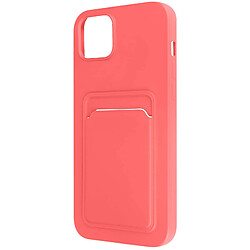 Avizar Coque iPhone 14 Plus Silicone Souple Porte-carte corail