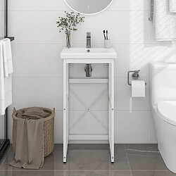 vidaXL Cadre de lavabo de salle de bain Blanc 40x38x83 cm Fer