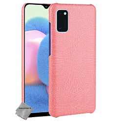 Htdmobiles Coque rigide simili cuir crocodile pour Samsung Galaxy A41 + film ecran - ROSE