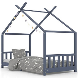 vidaXL Cadre de lit d'enfant Gris Bois de pin massif 90 x 200 cm