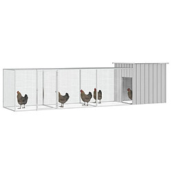 vidaXL Cage pour poules Gris 400x91x100 cm Acier galvanisé