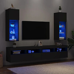 Avis vidaXL Meubles TV avec lumières LED 2 pcs noir 30,5x30x90 cm