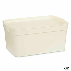 Kipit Boîte de rangement avec couvercle Crème Plastique 7,5 L 21,5 x 14,5 x 32 cm (12 Unités)