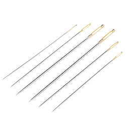 6pcs Aiguilles à Coudre à Main En Acier Pour Broderie Point De Croix Or Oeil 3 Tailles