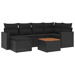 Maison Chic Salon de jardin 7 pcs avec coussins | Ensemble de Table et chaises | Mobilier d'Extérieur noir résine tressée -GKD55283