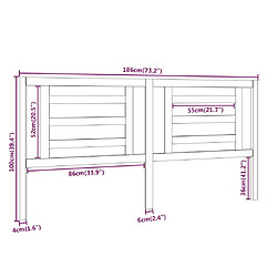 vidaXL Tête de lit Marron miel 186x4x100 cm Bois de pin massif pas cher