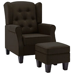 vidaXL Fauteuil avec repose-pied Marron foncé Tissu