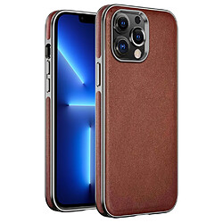 Coque en TPU + PU électroplaqué, anti-empreinte digitale pour votre iPhone 13 Pro 6.1 pouces - marron