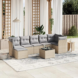 Maison Chic Ensemble à manger d'extérieur 8 pcs avec coussins,Salon de jardin,Mobilier de jardin mélange beige résine tressée -GKD206921