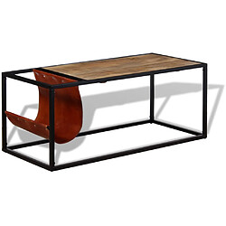 Acheter vidaXL Table basse avec porte-revues Cuir véritable 110x50x45 cm