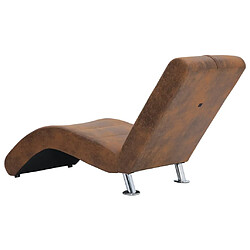 Acheter vidaXL Chaise longue avec oreiller marron Similicuir daim