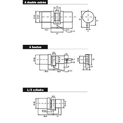 Cylindre SUPER-SURETE sans bille avec bouton 39.5x33.5 - BRICARD - 714000