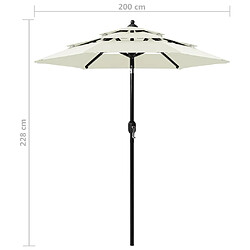 vidaXL Parasol de jardin à 3 niveaux avec mât en aluminium sable 2 m pas cher