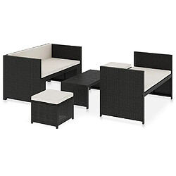 Maison Chic Salon de jardin 5 pcs + coussins - Mobilier/Meubles de jardin - Table et chaises d'extérieur Résine tressée Noir -MN68626