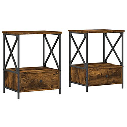 Maison Chic Lot de 2 Tables de chevet - Tables de Nuit chêne fumé 50x41x65 cm bois d’ingénierie