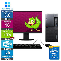 Lenovo M920t i3-8100 3.60GHz 16Go/1To SSD Wifi W11 + Ecran 19 - Reconditionné