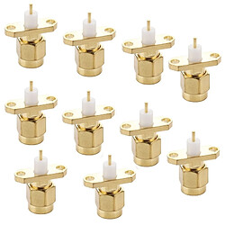 Avis Wewoo 10 PCS Plaqué Or SMA Mâle 2 Trous Panneau Montage Court Diélectrique Connecteur Solder