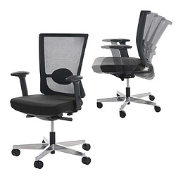 Acheter Decoshop26 Chaise de bureau ergonomique fonction bascule avec accoudoirs en tissu mesh noir 04_0001889