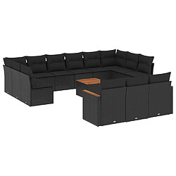 Maison Chic Salon de jardin avec coussins 14 pcs, Ensemble Tables et chaises de jardin, noir résine tressée -GKD332046