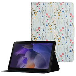 Etui en PU avec support et porte-cartes fleur colorée pour votre Samsung Galaxy Tab A8 (2021) SM-X200/SM-X205