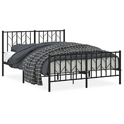 Maison Chic Cadre/structure de lit métal et tête de lit + pied de lit pour adulte - Lit Moderne Chambre noir 135x190 cm -MN82046 