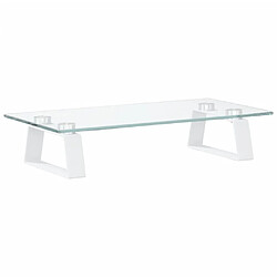 vidaXL Support de moniteur blanc 40x20x8 cm verre trempé et métal