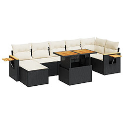 vidaXL Salon de jardin avec coussins 8 pcs noir résine tressée acacia