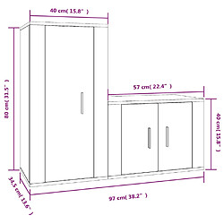 vidaXL Ensemble de meubles TV 2 pcs noir bois d'ingénierie pas cher