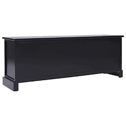 Avis Maison Chic Meuble TV scandinave - Banc TV pour salon Noir 108x30x40 cm Bois de Paulownia solide -MN10749