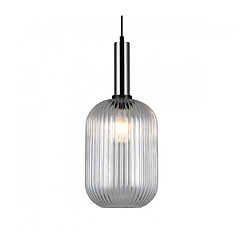 Luminaire Center Suspension moderne Antiola Nickel satiné, verre transparent