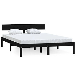 vidaXL Cadre de lit sans matelas noir bois massif 140x200 cm