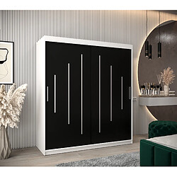 Abiks Meble Armoire YORK À Portes Coulissantes 200/180/62 2 Portes (Blanc/Noir)