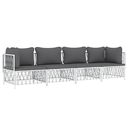 Avis Maison Chic Salon de jardin 4 pcs + coussins - Mobilier/Meubles de jardin - Table et chaises d'extérieur blanc acier -MN34241