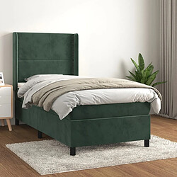 Maison Chic Structures de lit + matelas,Lit à sommier tapissier avec matelas Vert foncé 90x200 cm -MN61589