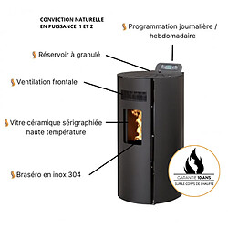 Interstoves Pack Poêle à granules LEANDRO 9 Etanche + Kit Conduit Ventouse (sortie façade) - Blanc